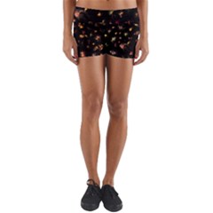 Fireworks Christmas Night Dark Yoga Shorts by Sapixe