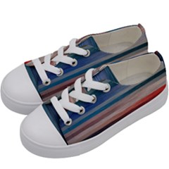 Background Horizontal Lines Kids  Low Top Canvas Sneakers by Sapixe