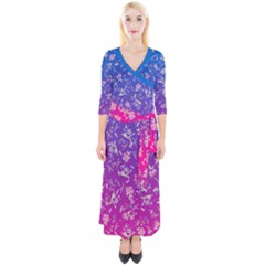 Ghost Gear   Floral Blugenta   Quarter Sleeve Wrap Maxi Dress by GhostGear