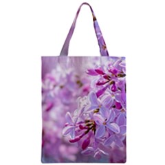 Pink Lilac Flowers Zipper Classic Tote Bag by FunnyCow