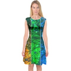 Rainbow Of Water Capsleeve Midi Dress by FunnyCow