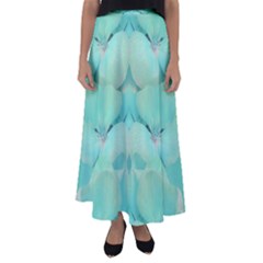 Green Fantasy Flower In Beautiful Festive Style Flared Maxi Skirt by pepitasart