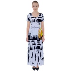 Good Morning, City High Waist Short Sleeve Maxi Dress by FunnyCow