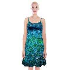 Water Color Green Spaghetti Strap Velvet Dress by FunnyCow