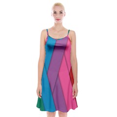 Abstract Background Colorful Strips Spaghetti Strap Velvet Dress by Nexatart