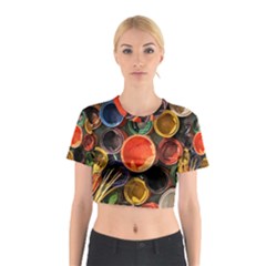 Color Box Colorful Art Artwork Cotton Crop Top by Nexatart