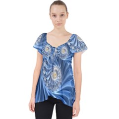 Blue Fractal Abstract Spiral Lace Front Dolly Top