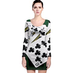 Poker Hands   Royal Flush Clubs Long Sleeve Bodycon Dress by FunnyCow