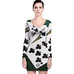 Poker Hands   Royal Flush Clubs Long Sleeve Velvet Bodycon Dress by FunnyCow