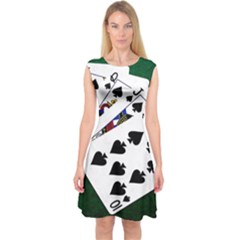 Poker Hands   Royal Flush Spades Capsleeve Midi Dress by FunnyCow