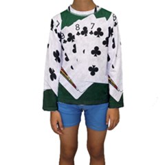 Poker Hands   Straight Flush Clubs Kids  Long Sleeve Swimwear by FunnyCow