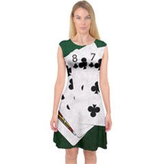 Poker Hands   Straight Flush Clubs Capsleeve Midi Dress by FunnyCow