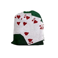 Poker Hands Straight Flush Hearts Drawstring Pouches (large)  by FunnyCow