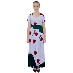 Poker Hands Straight Flush Hearts High Waist Short Sleeve Maxi Dress by FunnyCow