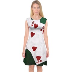 Poker Hands Straight Flush Hearts Capsleeve Midi Dress by FunnyCow