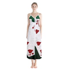 Poker Hands Straight Flush Hearts Button Up Chiffon Maxi Dress by FunnyCow