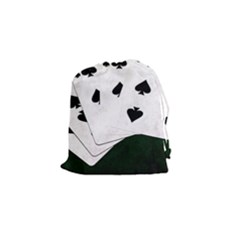 Poker Hands Straight Flush Spades Drawstring Pouches (small)  by FunnyCow