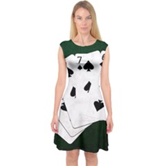 Poker Hands Straight Flush Spades Capsleeve Midi Dress by FunnyCow