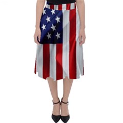 American Usa Flag Vertical Folding Skater Skirt by FunnyCow