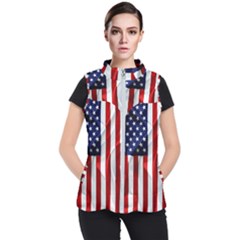 American Usa Flag Vertical Women s Puffer Vest by FunnyCow