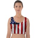 American Usa Flag Vertical Velvet Crop Top View1