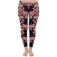 Fantasy Flower Ribbon And Happy Florals Festive Classic Winter Leggings by pepitasart