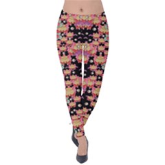 Fantasy Flower Ribbon And Happy Florals Festive Velvet Leggings by pepitasart