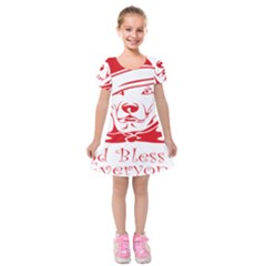 Dog Santa Hat Winter Christmas Kids  Short Sleeve Velvet Dress by Sapixe