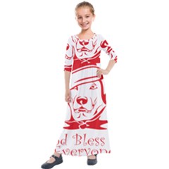 Dog Santa Hat Winter Christmas Kids  Quarter Sleeve Maxi Dress by Sapixe