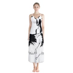 Animal Canine Dog Japanese Chin Button Up Chiffon Maxi Dress by Sapixe