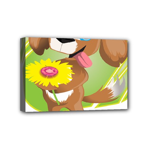 Dog Character Animal Flower Cute Mini Canvas 6  X 4  by Sapixe