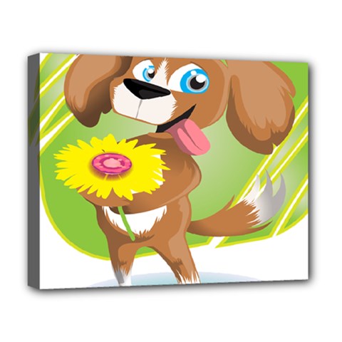 Dog Character Animal Flower Cute Deluxe Canvas 20  X 16   by Sapixe