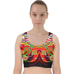 Colorful Artistic Retro Stringy Colorful Design Velvet Racer Back Crop Top by flipstylezfashionsLLC