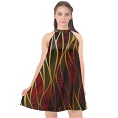 Snake In The Grass Red And Black Seamless Design Halter Neckline Chiffon Dress  by flipstylezfashionsLLC