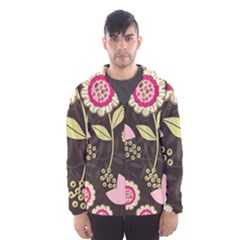 Flowers Wallpaper Floral Decoration Hooded Windbreaker (men) by Nexatart