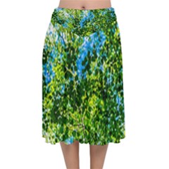 Forest   Strain Towards The Light Velvet Flared Midi Skirt by FunnyCow