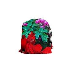 Bleeding Heart Flowers Drawstring Pouches (small)  by FunnyCow