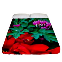 Bleeding Heart Flowers Fitted Sheet (california King Size) by FunnyCow