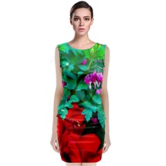 Bleeding Heart Flowers Sleeveless Velvet Midi Dress by FunnyCow