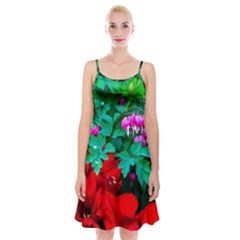 Bleeding Heart Flowers Spaghetti Strap Velvet Dress by FunnyCow