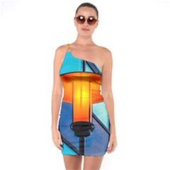 Orange Light One Soulder Bodycon Dress by FunnyCow