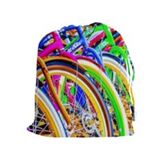 Colorful Bicycles In A Row Drawstring Pouches (extra Large) by FunnyCow