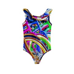 Colorful Bicycles In A Row Kids  Frill Swimsuit by FunnyCow