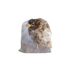 Funny Wet Sparrow Bird Drawstring Pouches (small)  by FunnyCow