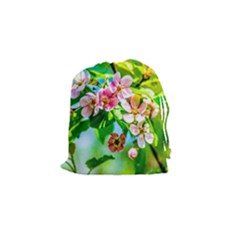 Crab Apple Flowers Drawstring Pouches (small)  by FunnyCow