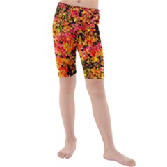 Orange, Yellow Cotoneaster Leaves In Autumn Kids  Mid Length Swim Shorts by FunnyCow