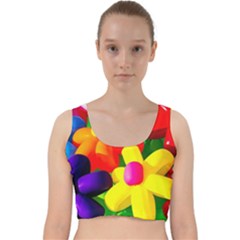 Toy Balloon Flowers Velvet Racer Back Crop Top by FunnyCow