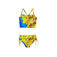 Yellow Maple Leaves Girls  Tankini Swimsuit by FunnyCow