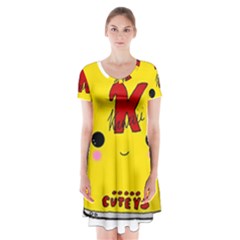 Kawaii Cute Tennants Lager Can Short Sleeve V-neck Flare Dress by CuteKawaii1982