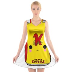 Kawaii Cute Tennants Lager Can V-neck Sleeveless Dress by CuteKawaii1982